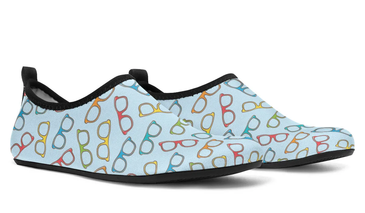 Eye Glasses Pattern Aqua Barefoot Shoes