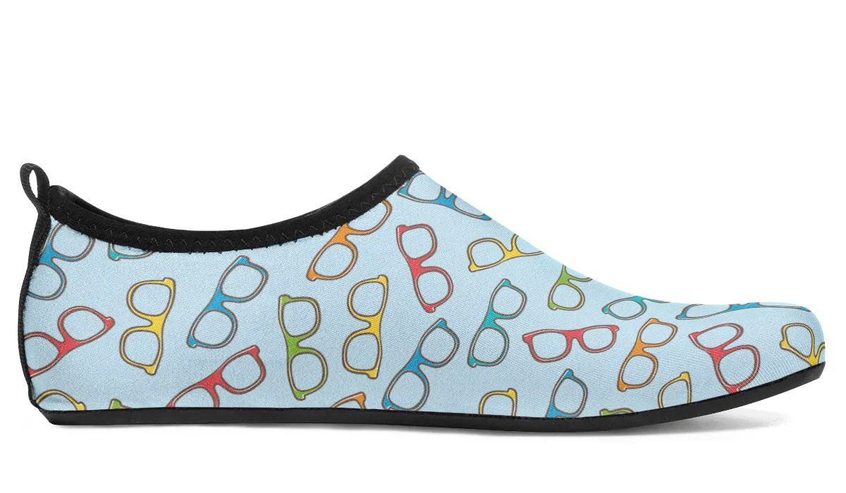 Eye Glasses Pattern Aqua Barefoot Shoes