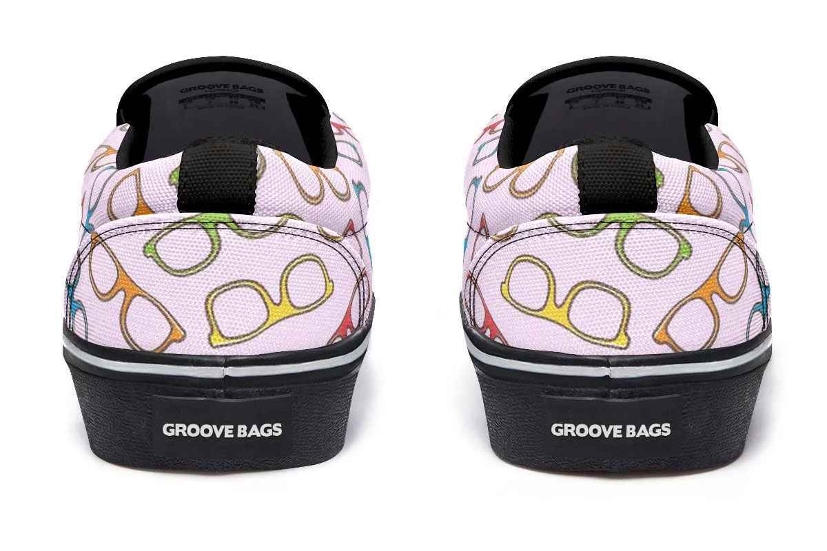 Eye Glasses Pattern Pink Slip-On Shoes