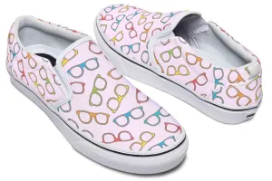 Eye Glasses Pattern Pink Slip-On Shoes