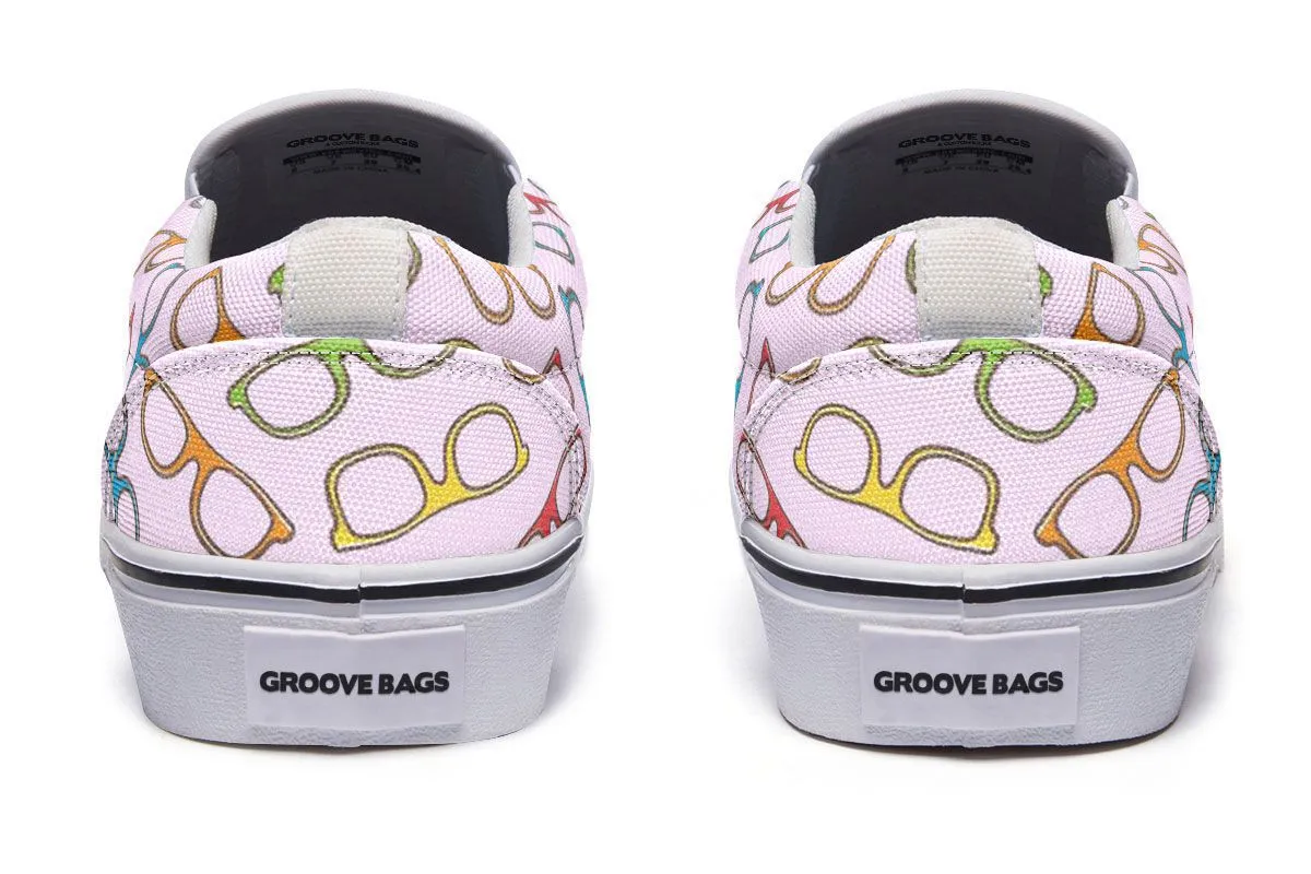 Eye Glasses Pattern Pink Slip-On Shoes