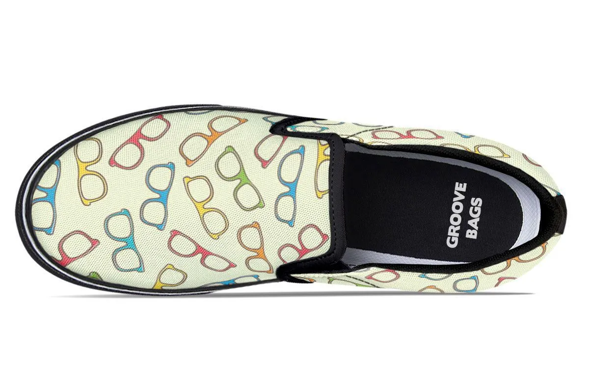 Eye Glasses Pattern Slip-On Shoes