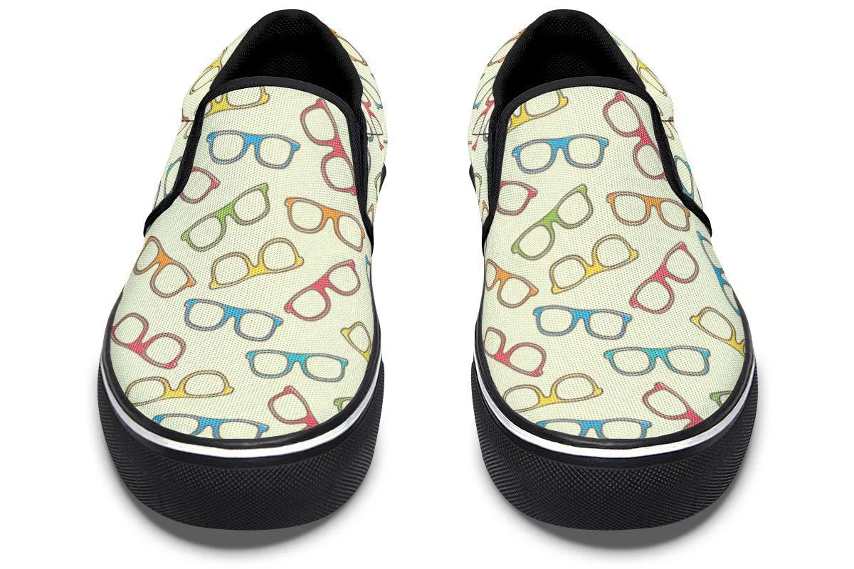 Eye Glasses Pattern Slip-On Shoes