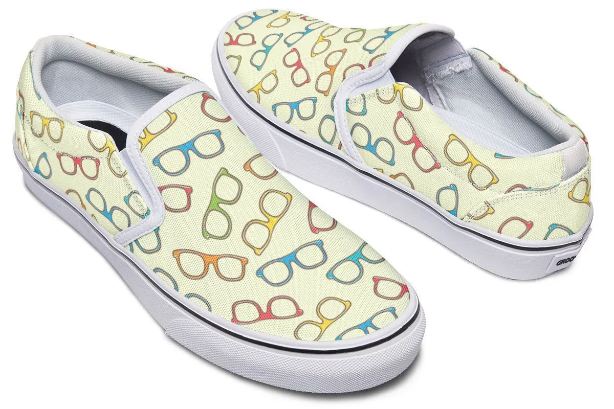 Eye Glasses Pattern Slip-On Shoes