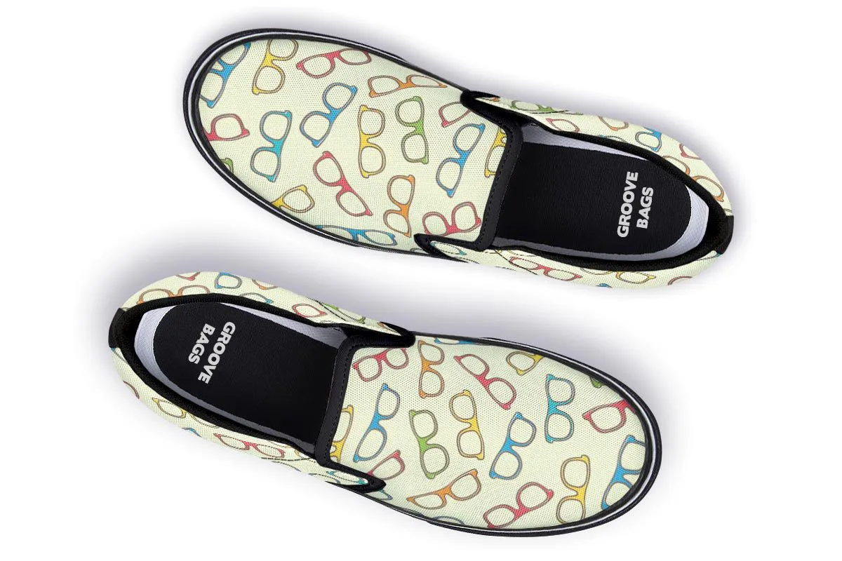 Eye Glasses Pattern Slip-On Shoes