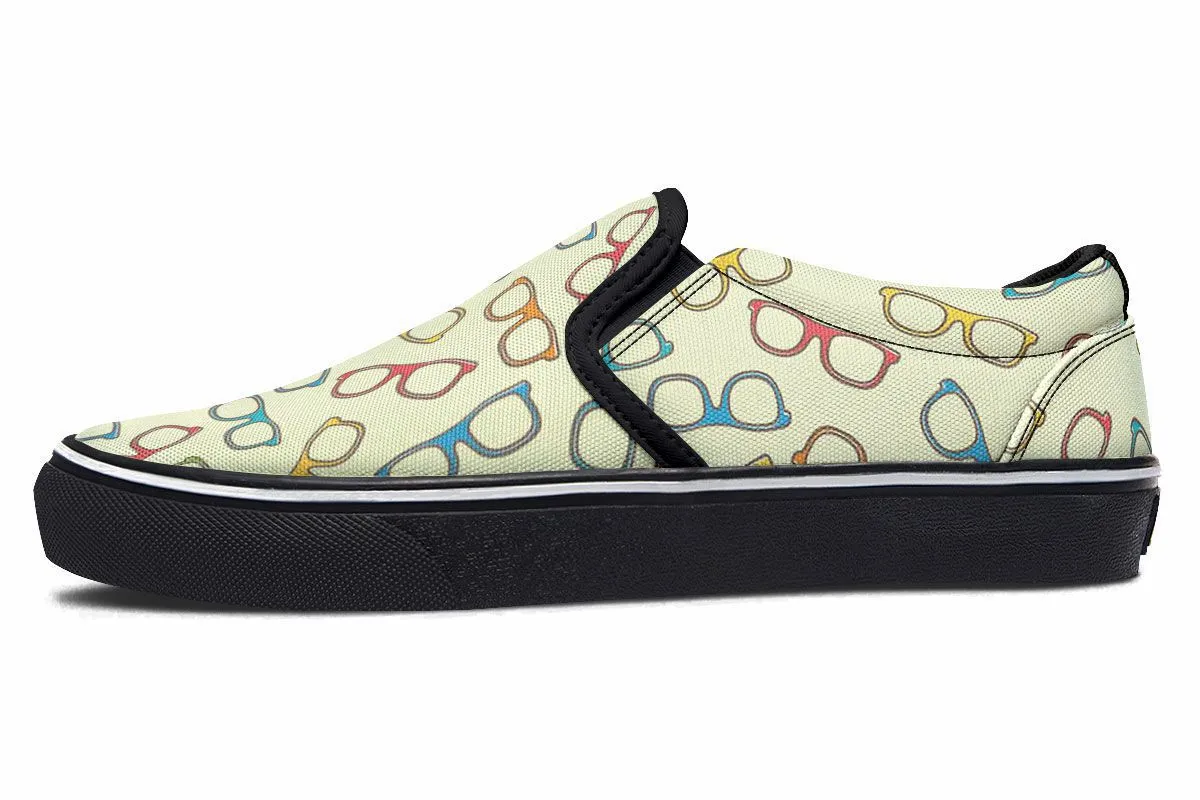 Eye Glasses Pattern Slip-On Shoes