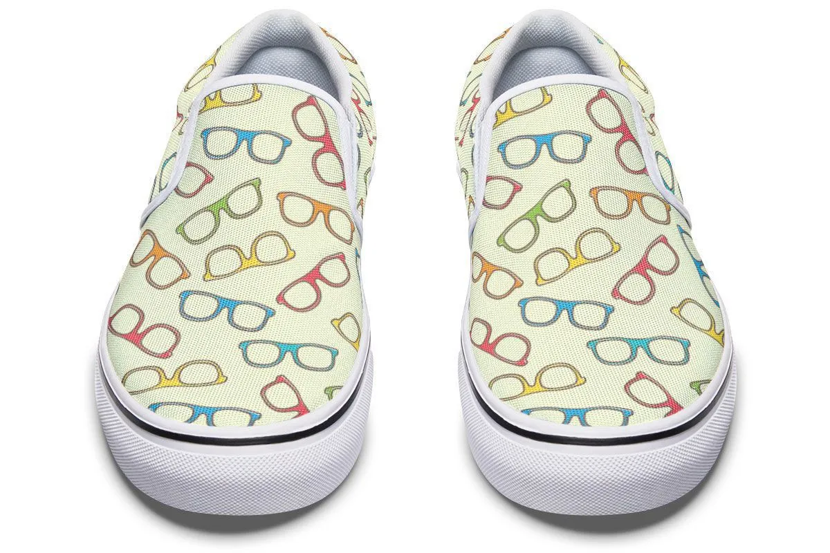 Eye Glasses Pattern Slip-On Shoes