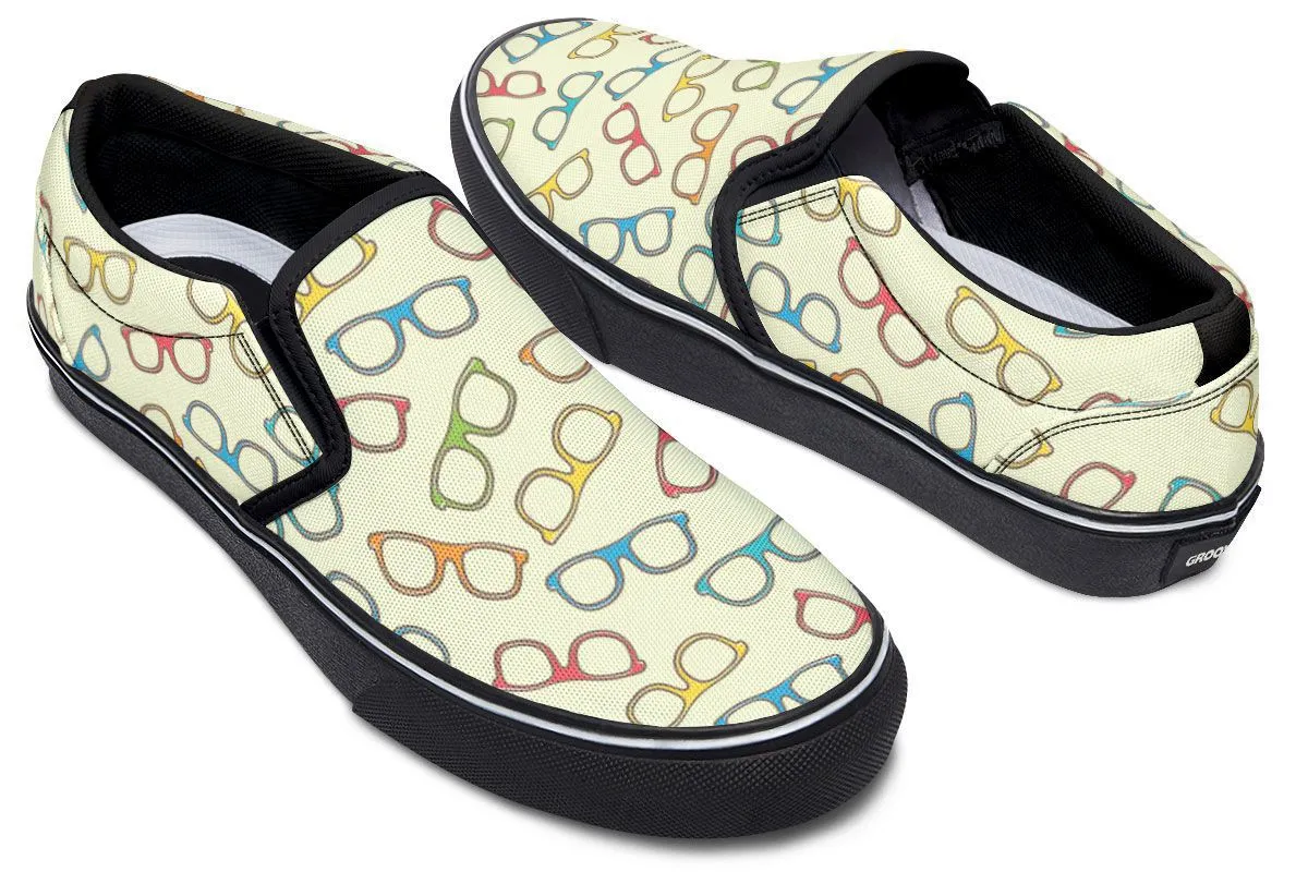 Eye Glasses Pattern Slip-On Shoes