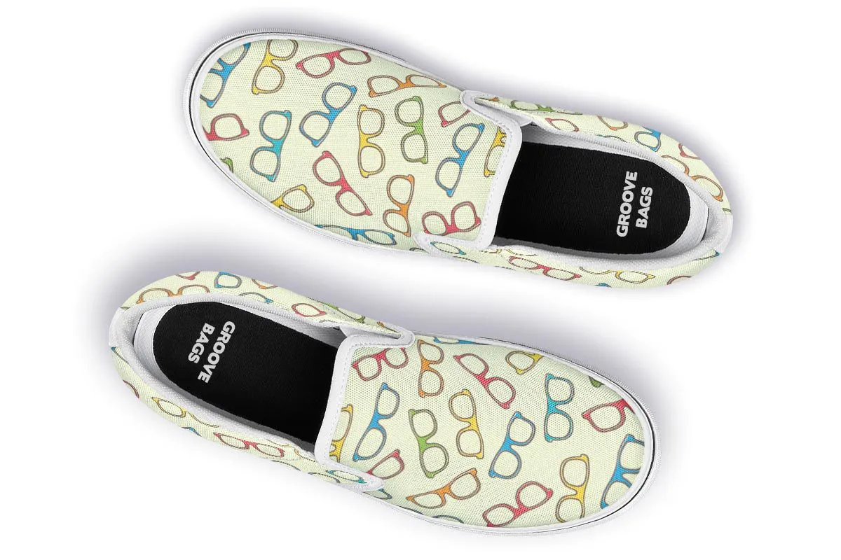 Eye Glasses Pattern Slip-On Shoes