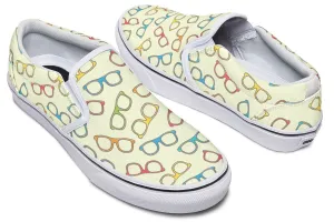Eye Glasses Pattern Slip-On Shoes