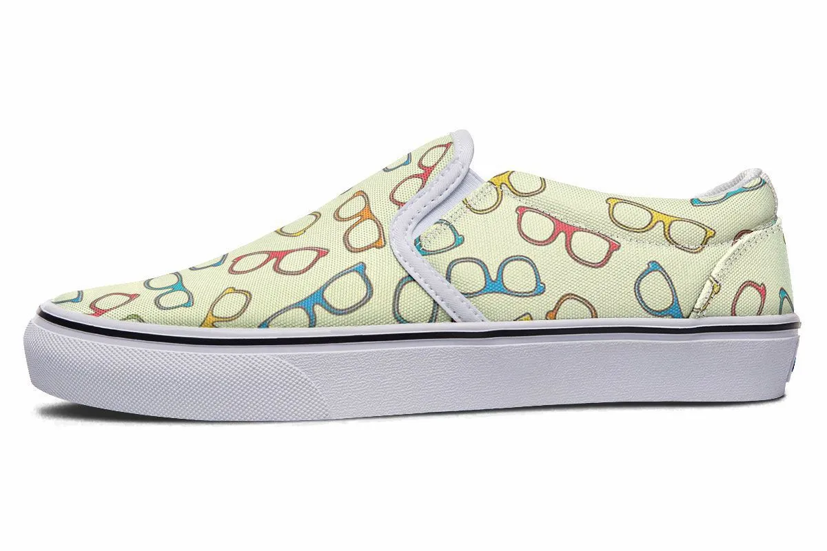 Eye Glasses Pattern Slip-On Shoes