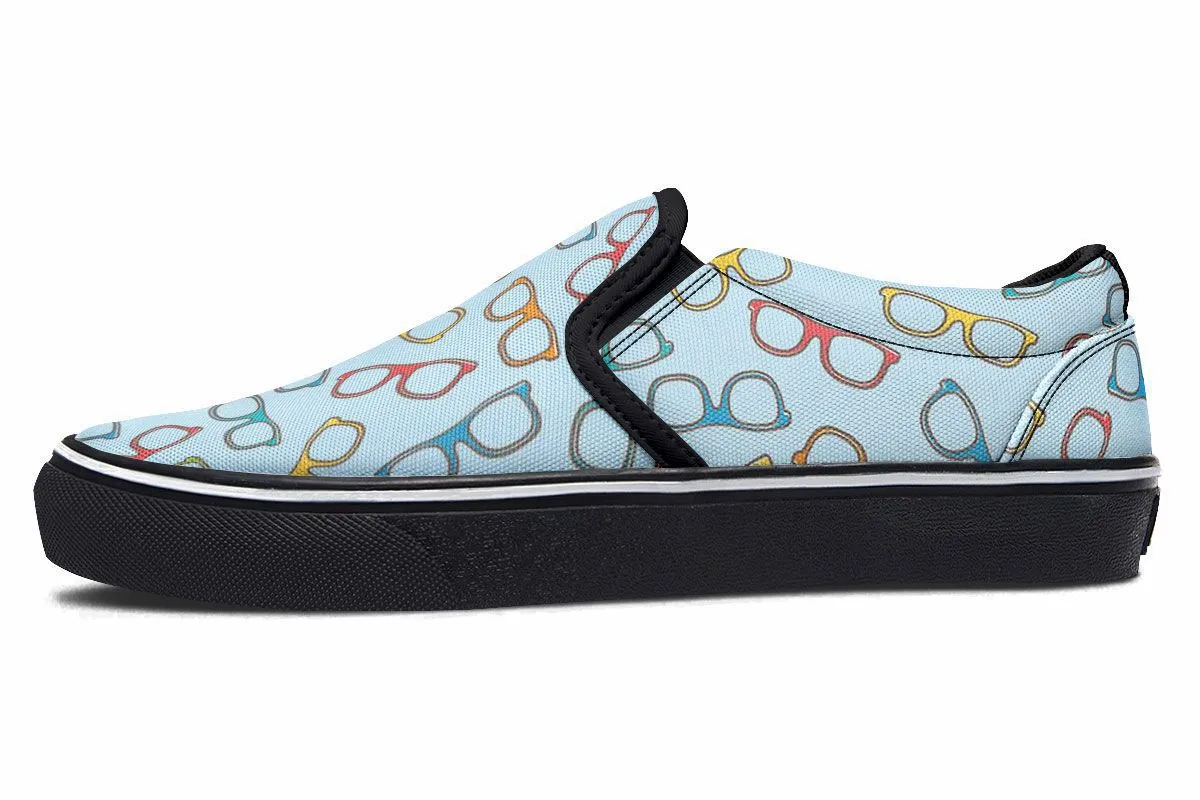 Eye Glasses Patternblue Slip-On Shoes