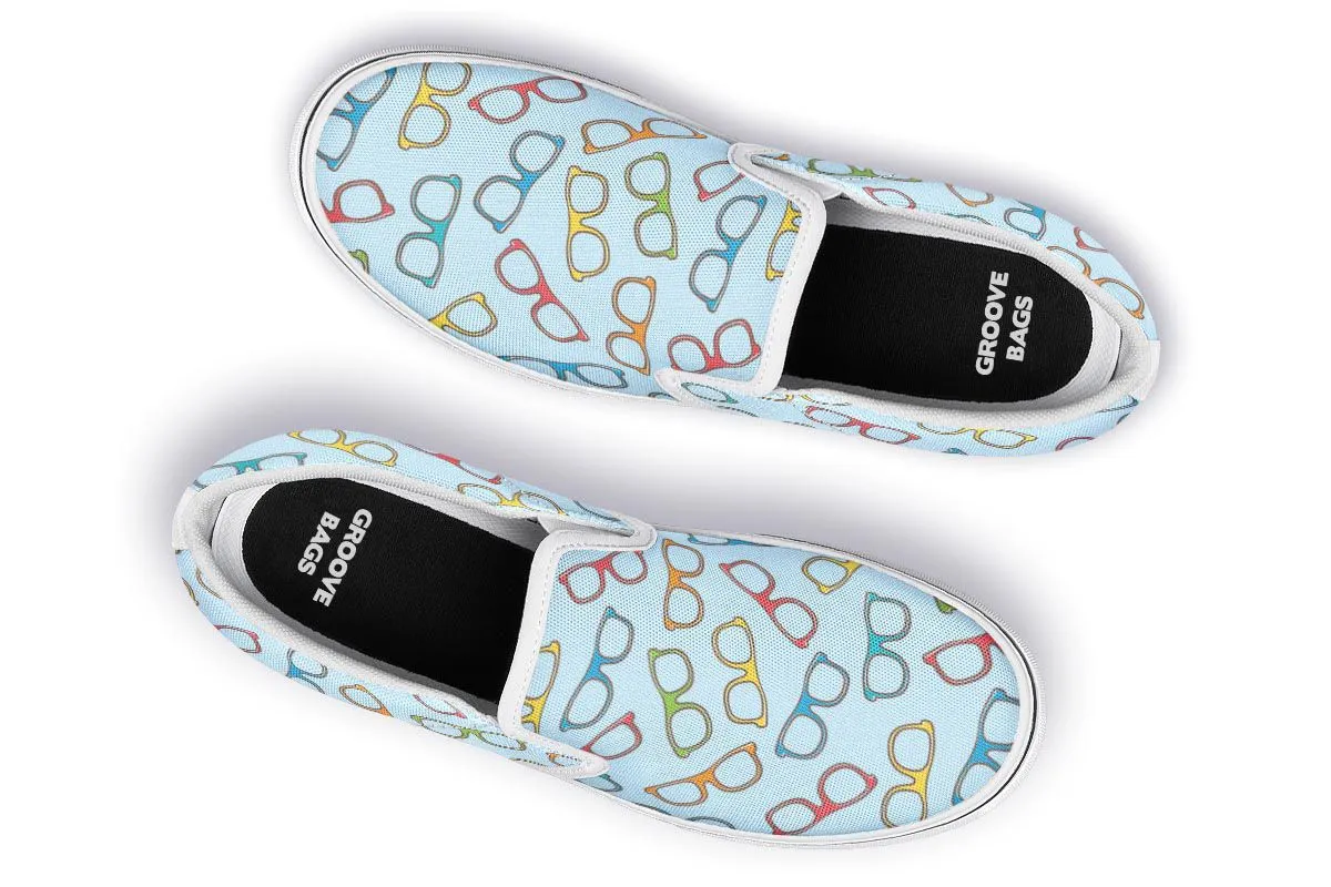 Eye Glasses Patternblue Slip-On Shoes
