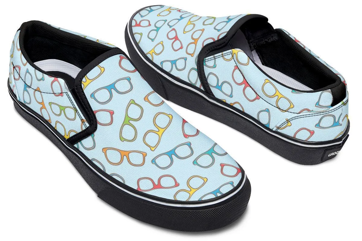 Eye Glasses Patternblue Slip-On Shoes