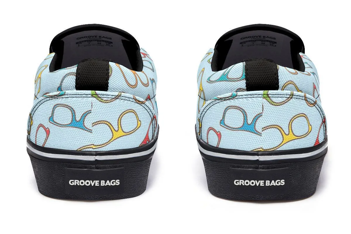Eye Glasses Patternblue Slip-On Shoes