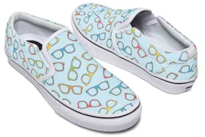 Eye Glasses Patternblue Slip-On Shoes