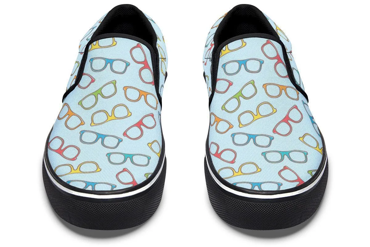 Eye Glasses Patternblue Slip-On Shoes