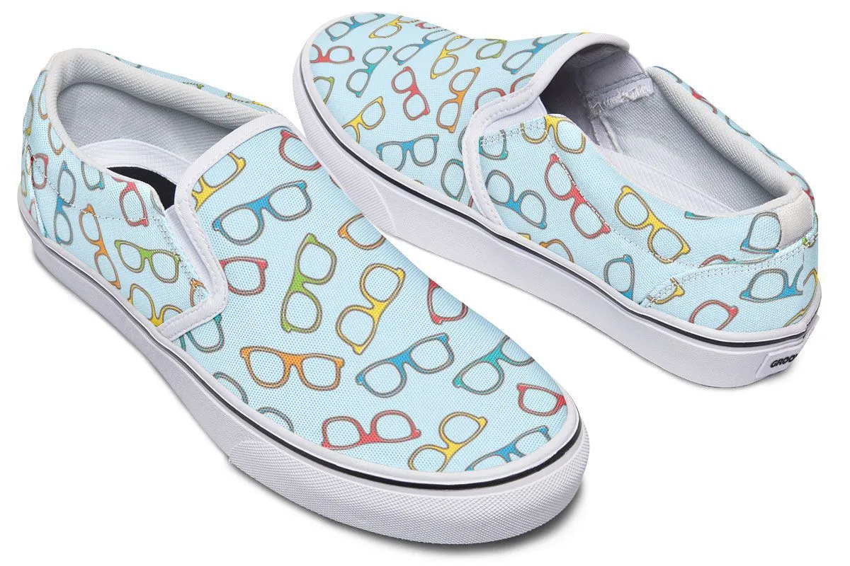 Eye Glasses Patternblue Slip-On Shoes