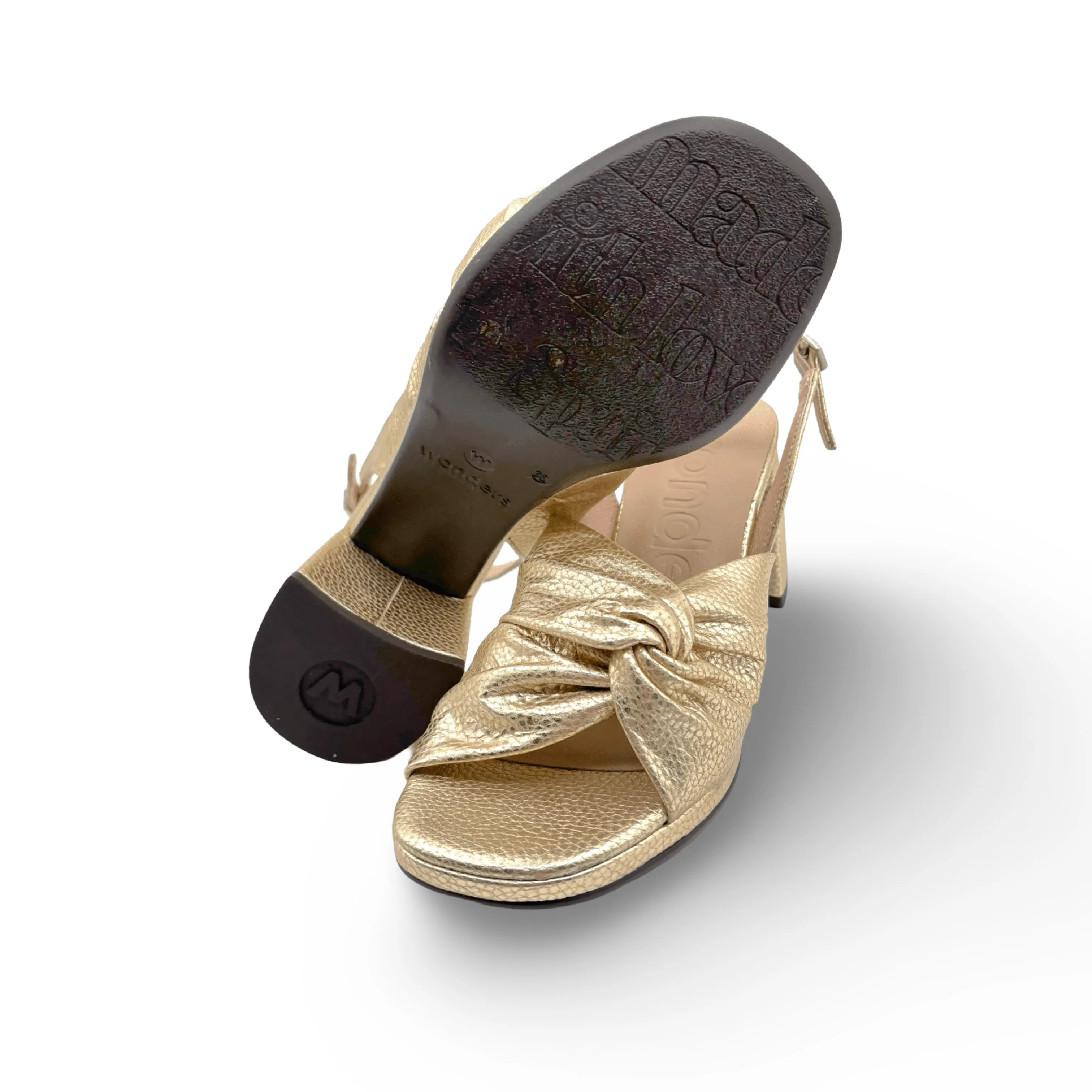 F8202 Twist Gold Metallic Block Heel