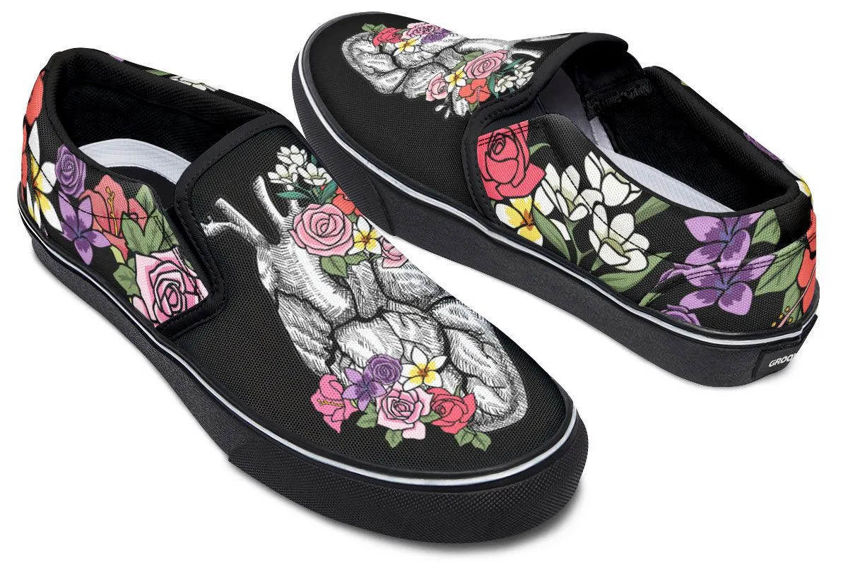 Floral Anatomy Heart Slip-On Shoes