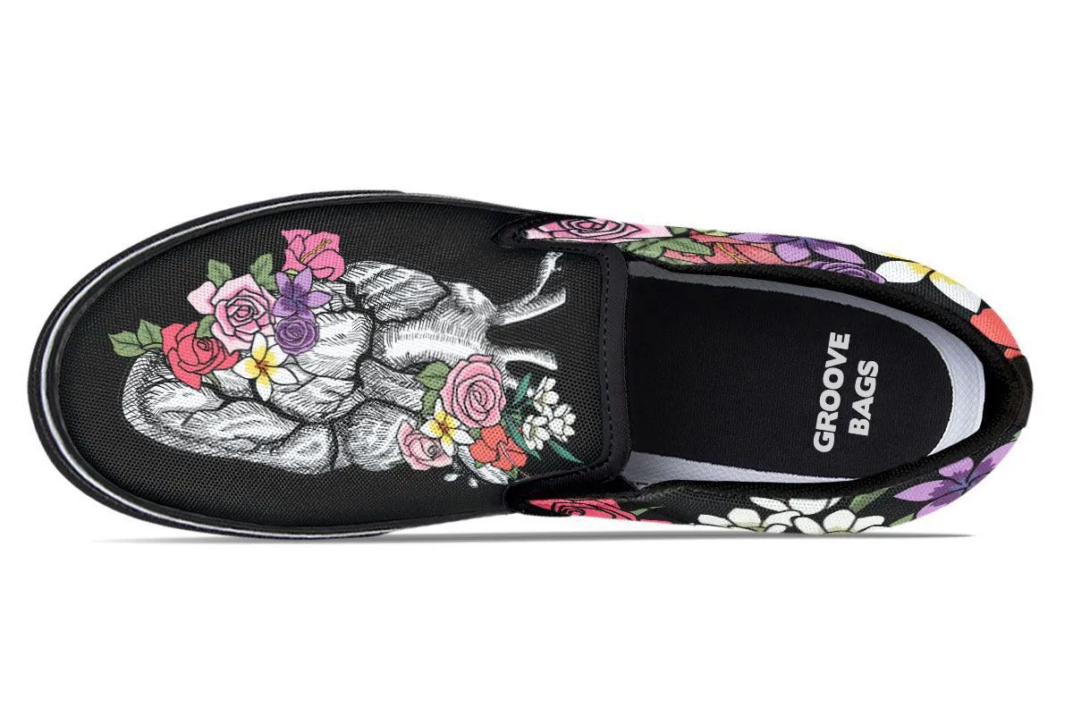 Floral Anatomy Heart Slip-On Shoes