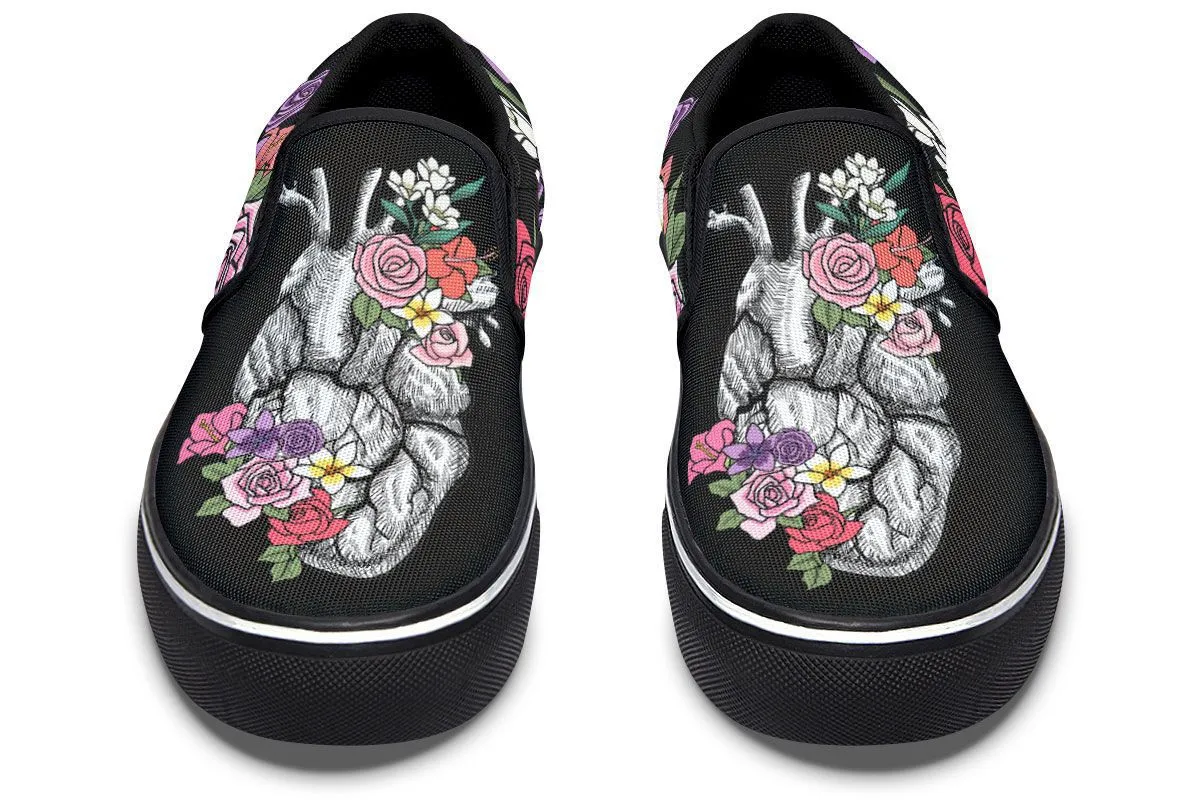 Floral Anatomy Heart Slip-On Shoes