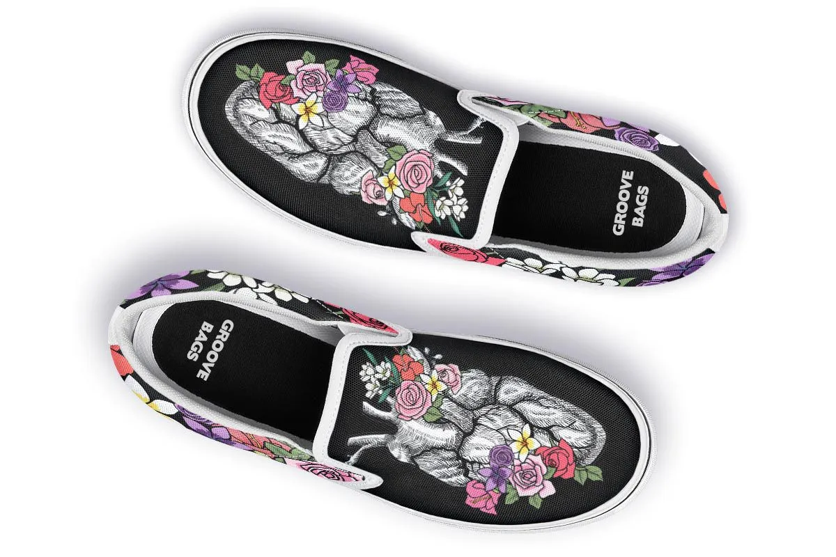 Floral Anatomy Heart Slip-On Shoes