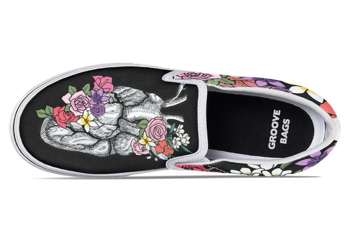 Floral Anatomy Heart Slip-On Shoes
