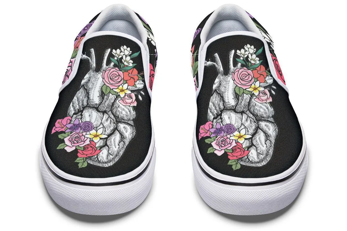 Floral Anatomy Heart Slip-On Shoes