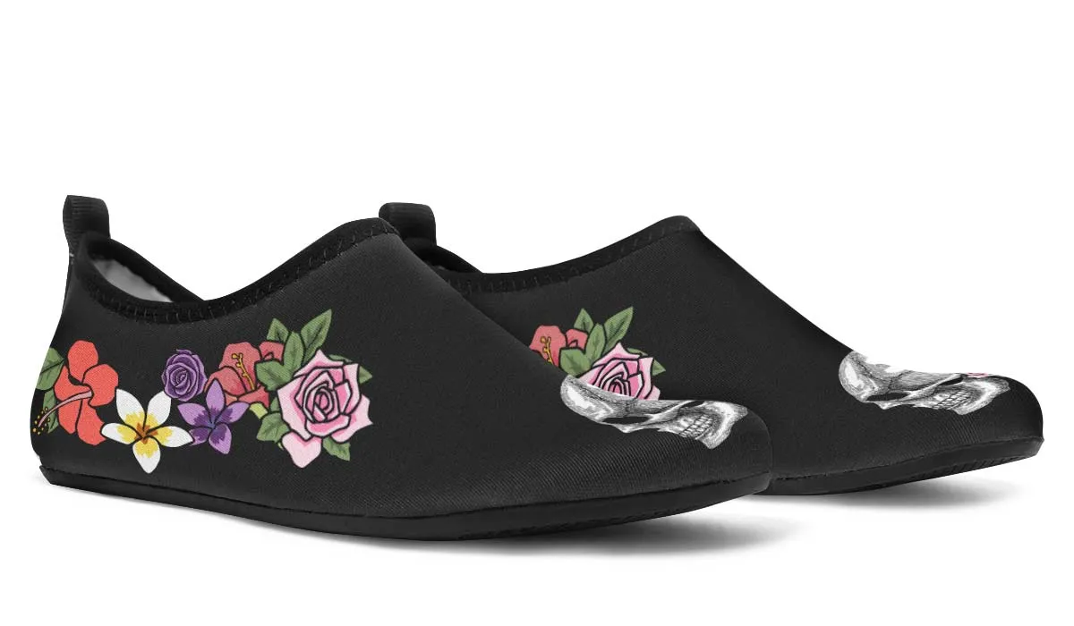 Floral Anatomy Skull Aqua Barefoot Shoes