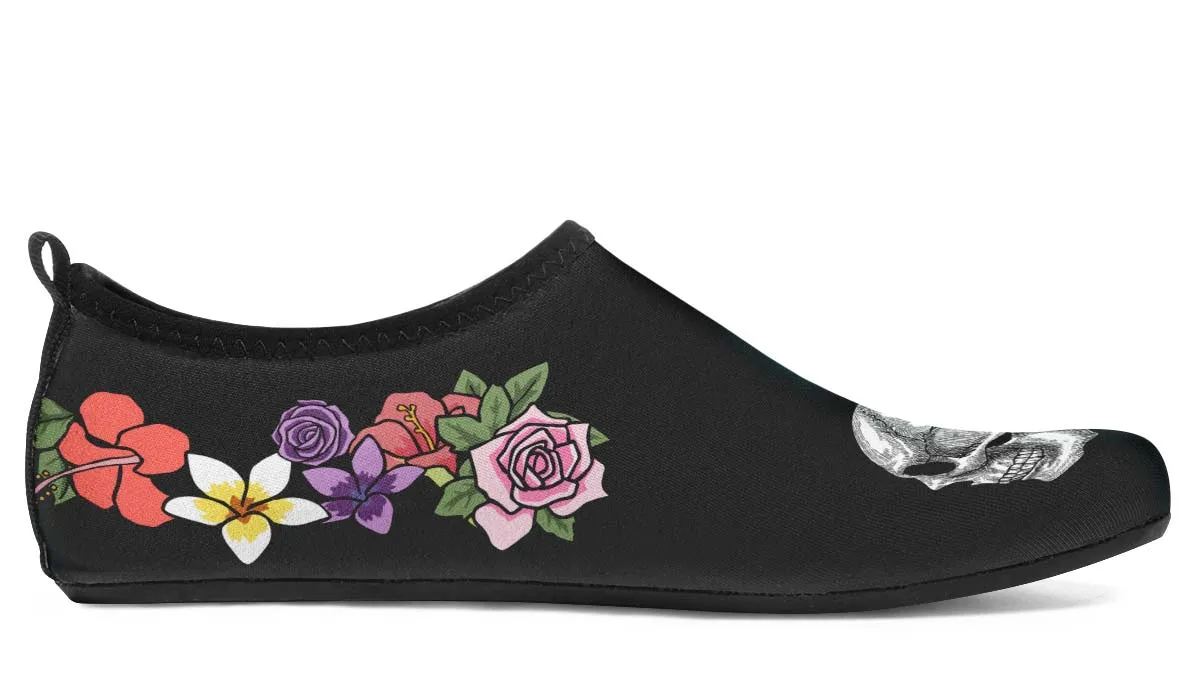 Floral Anatomy Skull Aqua Barefoot Shoes
