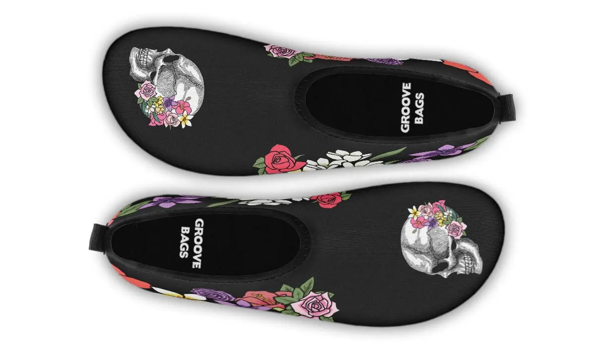 Floral Anatomy Skull Aqua Barefoot Shoes