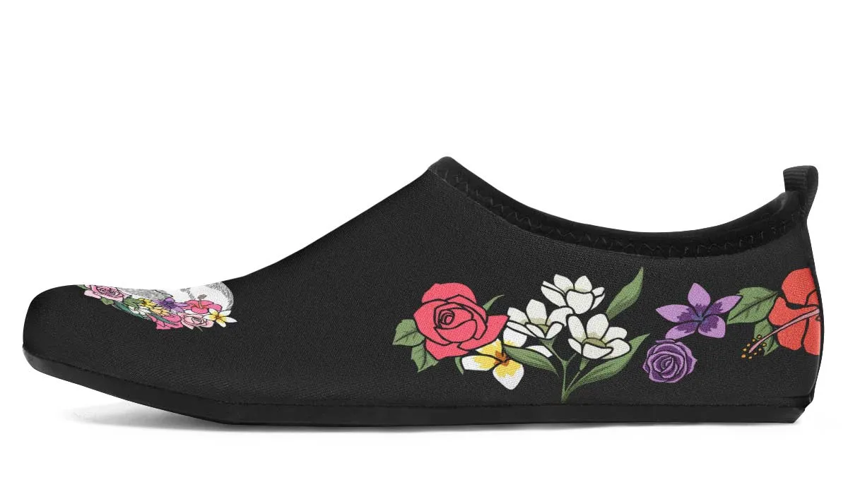 Floral Anatomy Skull Aqua Barefoot Shoes