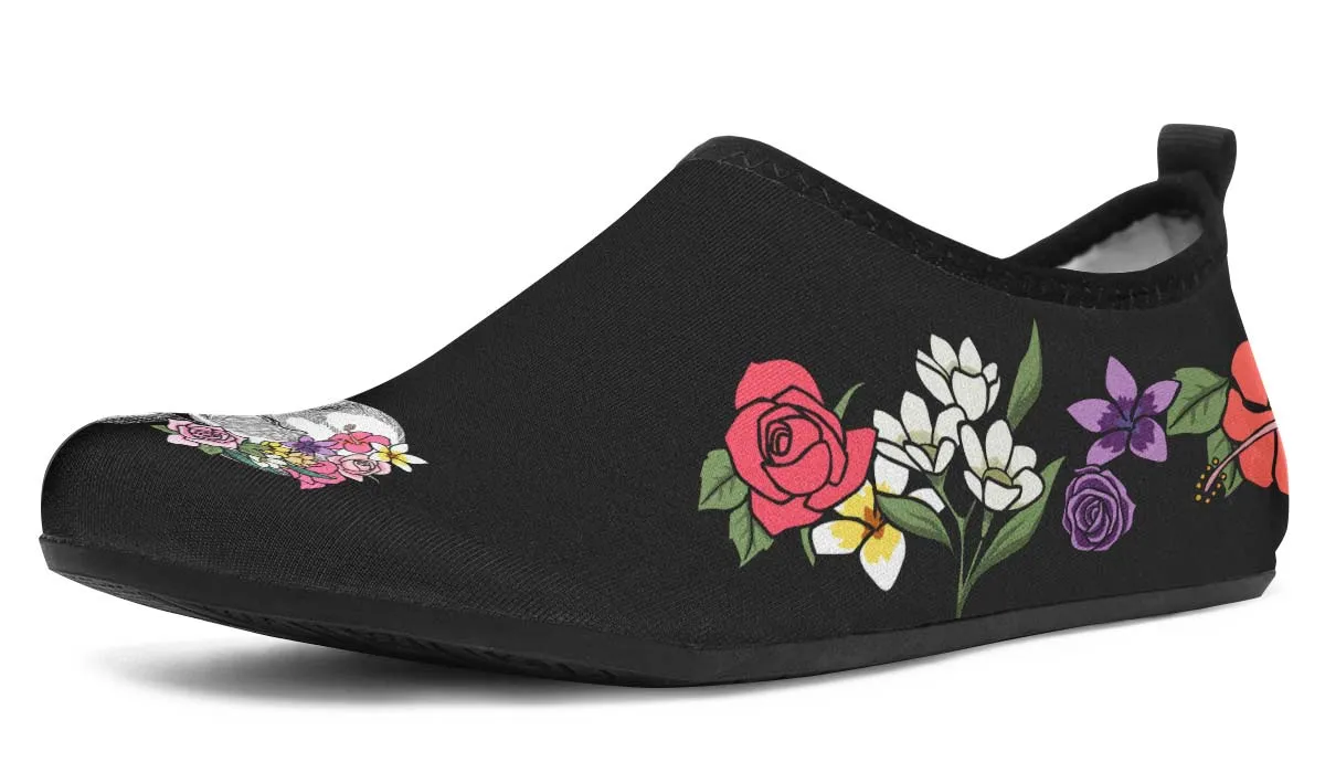 Floral Anatomy Skull Aqua Barefoot Shoes