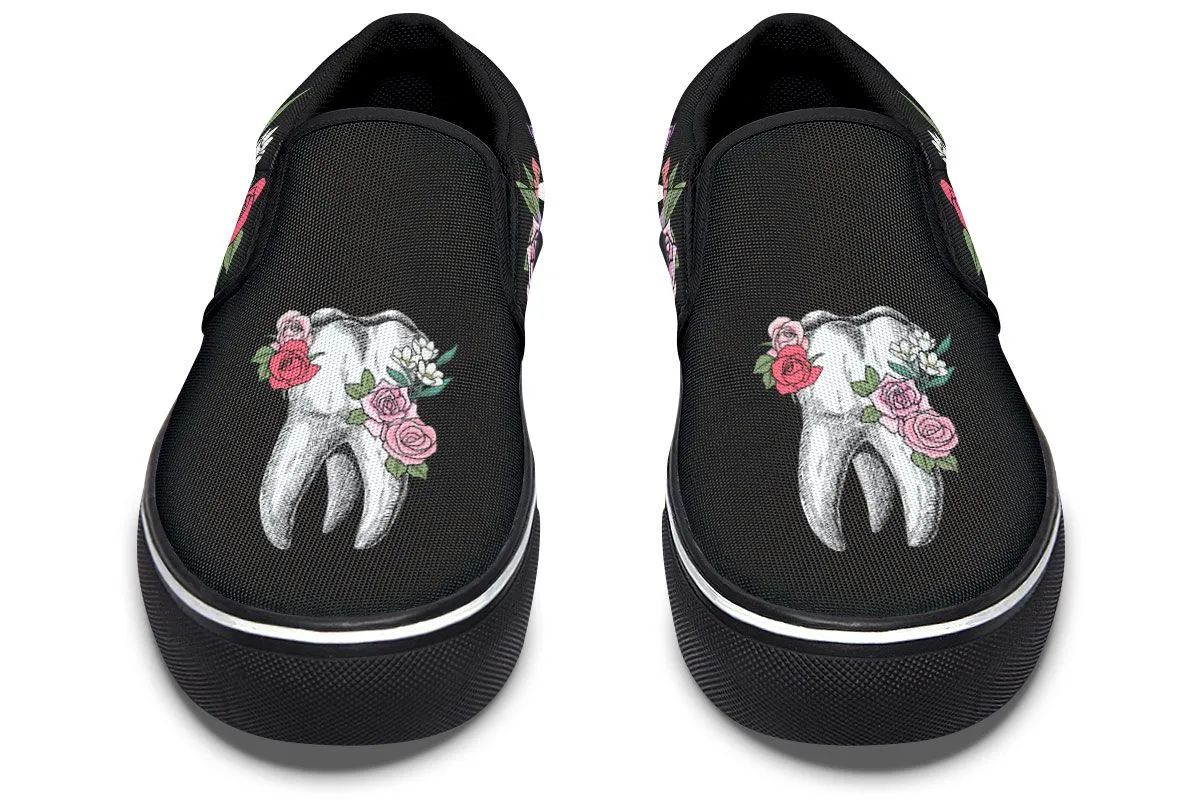 Floral Anatomy Tooth Slip-On Shoes