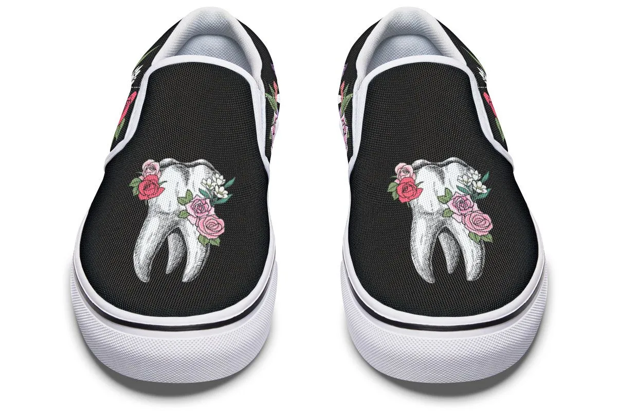 Floral Anatomy Tooth Slip-On Shoes
