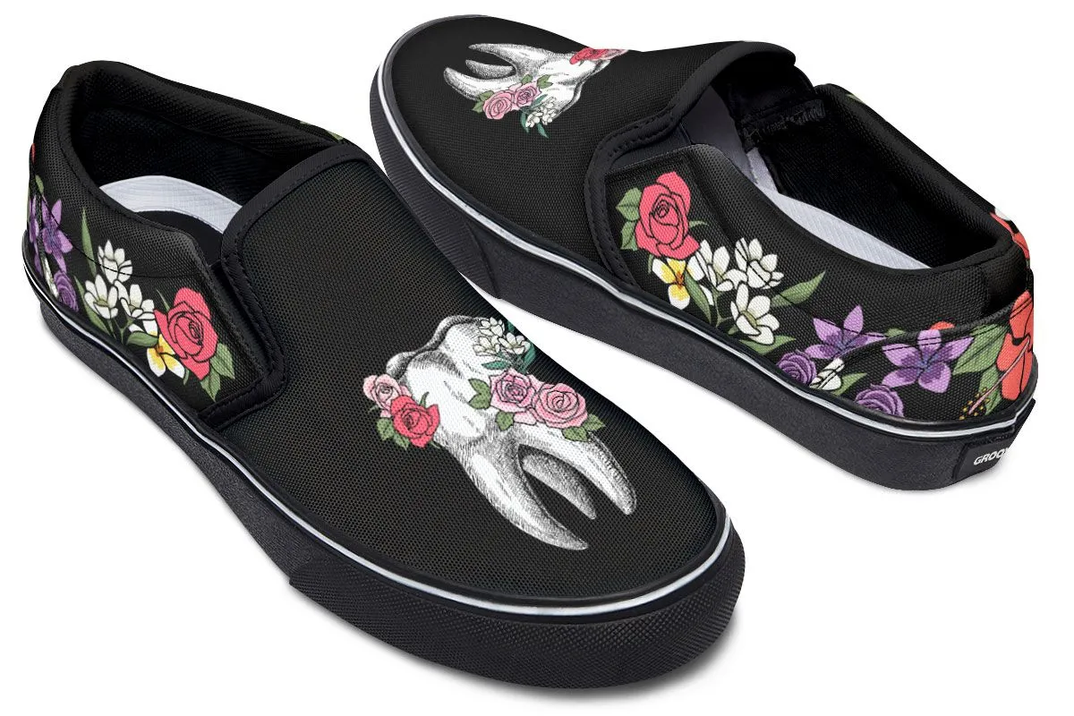 Floral Anatomy Tooth Slip-On Shoes