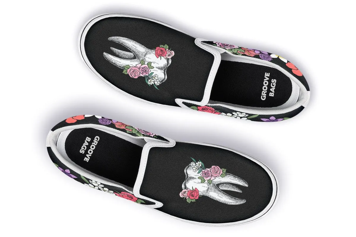Floral Anatomy Tooth Slip-On Shoes