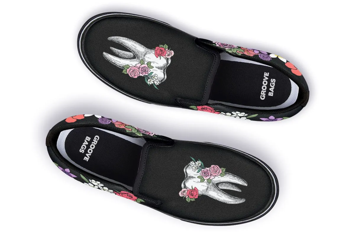 Floral Anatomy Tooth Slip-On Shoes