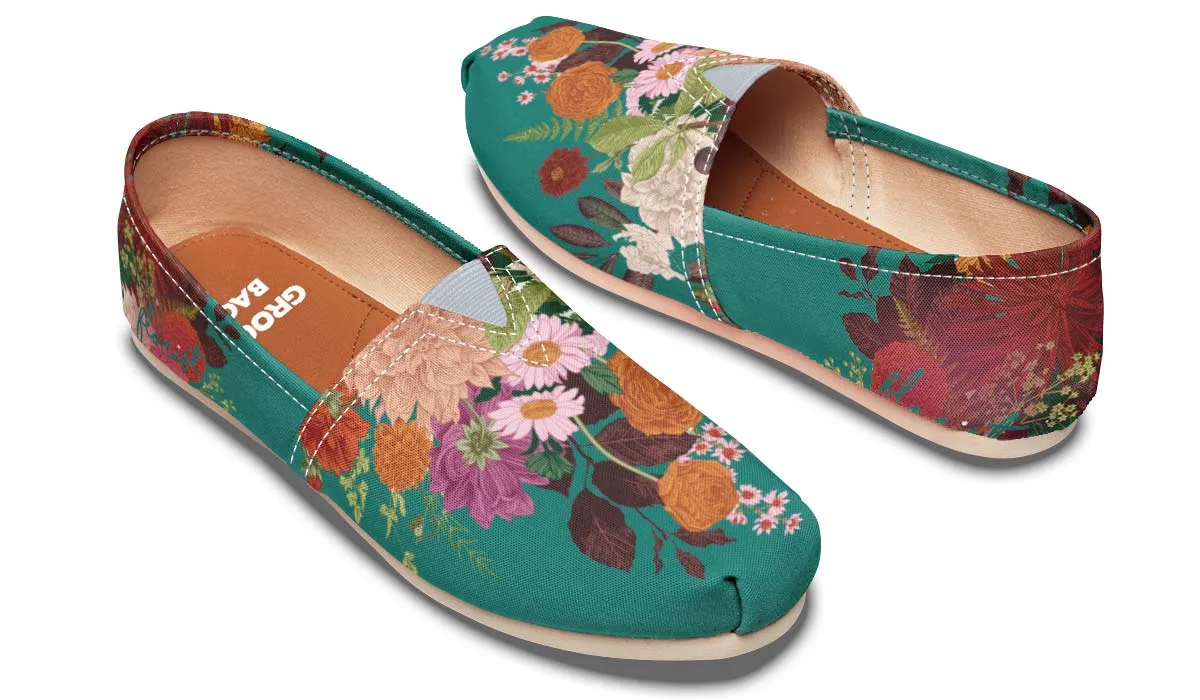 Floral Arrangement Blue Casual Shoes