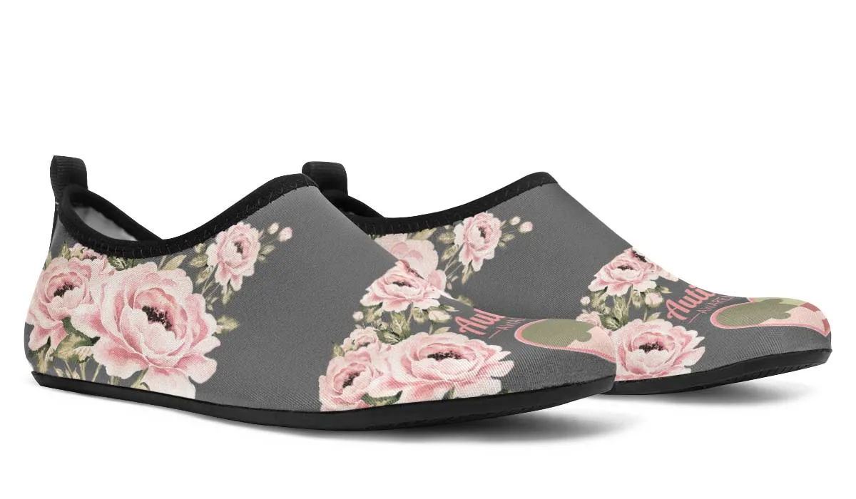 Floral Autism Awareness Aqua Barefoot Shoes
