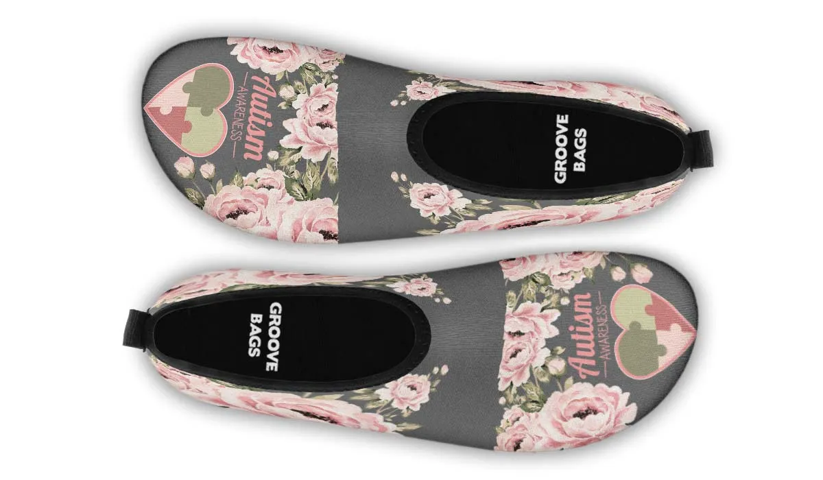 Floral Autism Awareness Aqua Barefoot Shoes