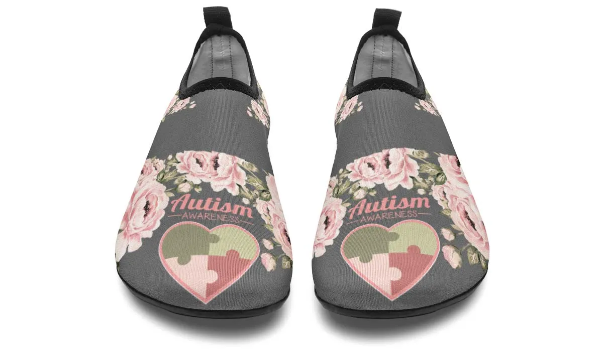 Floral Autism Awareness Aqua Barefoot Shoes