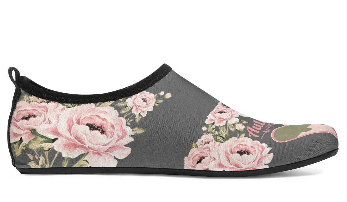 Floral Autism Awareness Aqua Barefoot Shoes