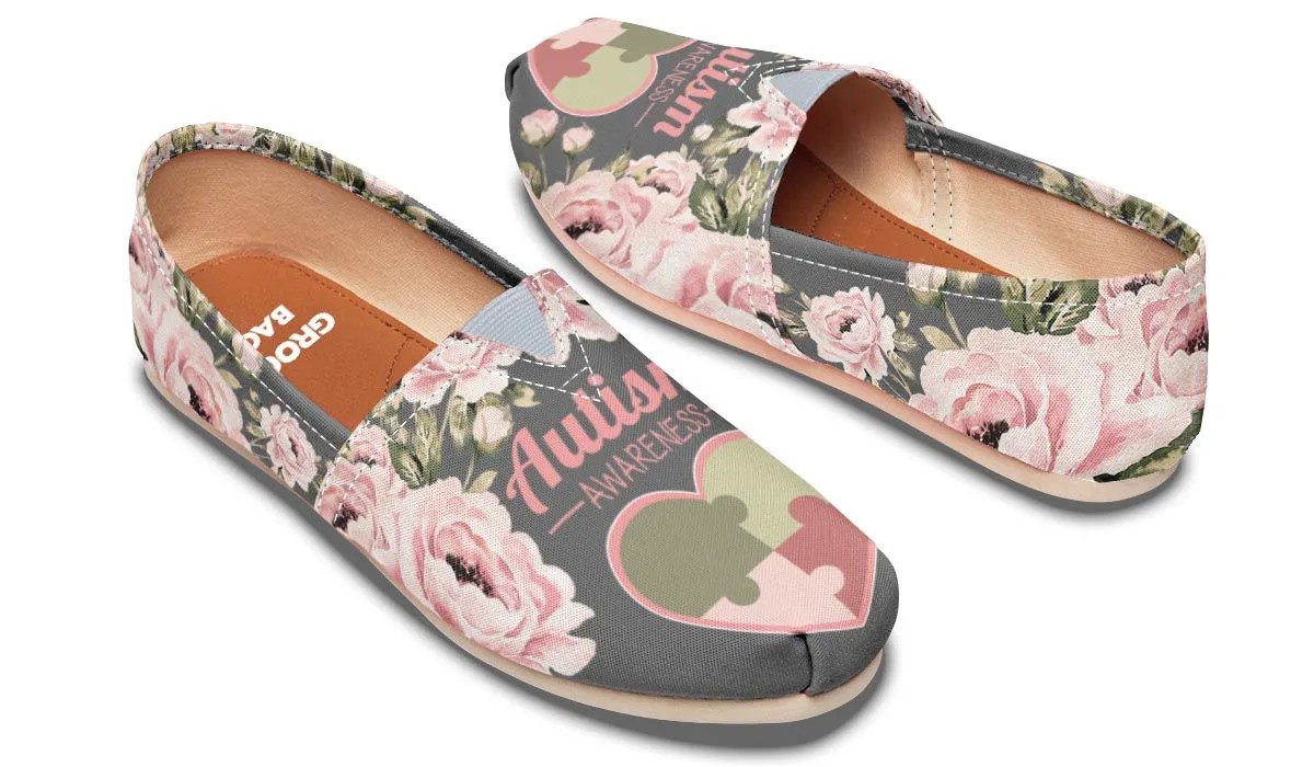 Floral Autism Awareness Casual Shoes