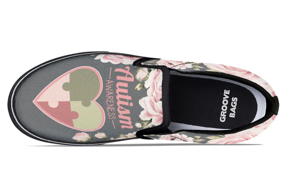 Floral Autism Awareness Slip-On Shoes