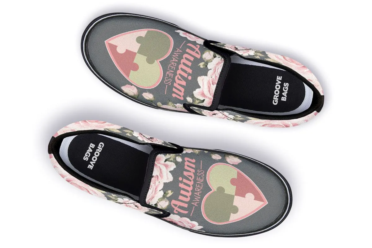 Floral Autism Awareness Slip-On Shoes