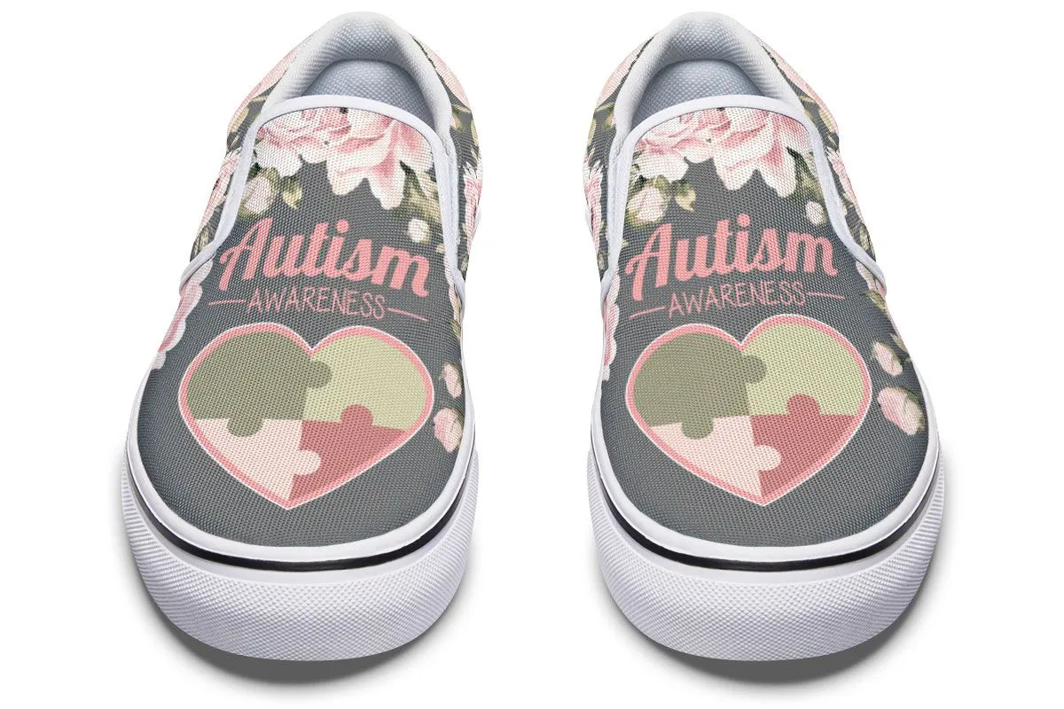 Floral Autism Awareness Slip-On Shoes
