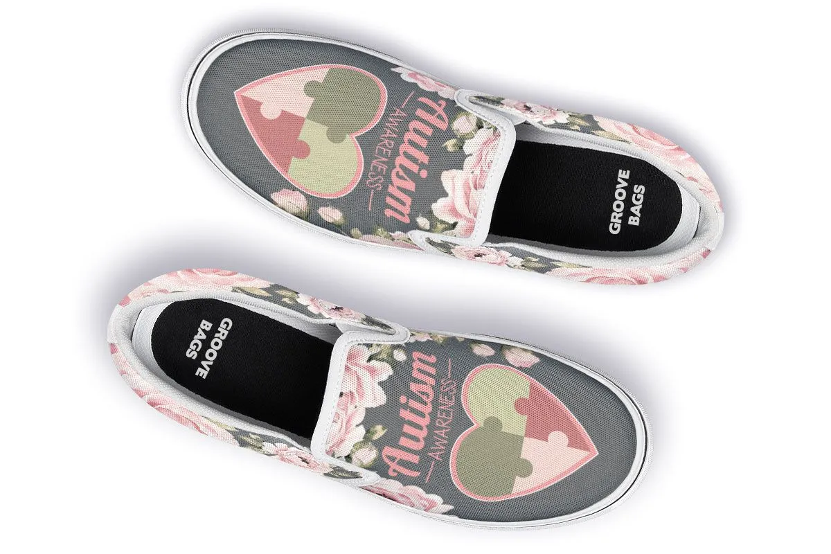Floral Autism Awareness Slip-On Shoes
