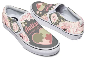 Floral Autism Awareness Slip-On Shoes